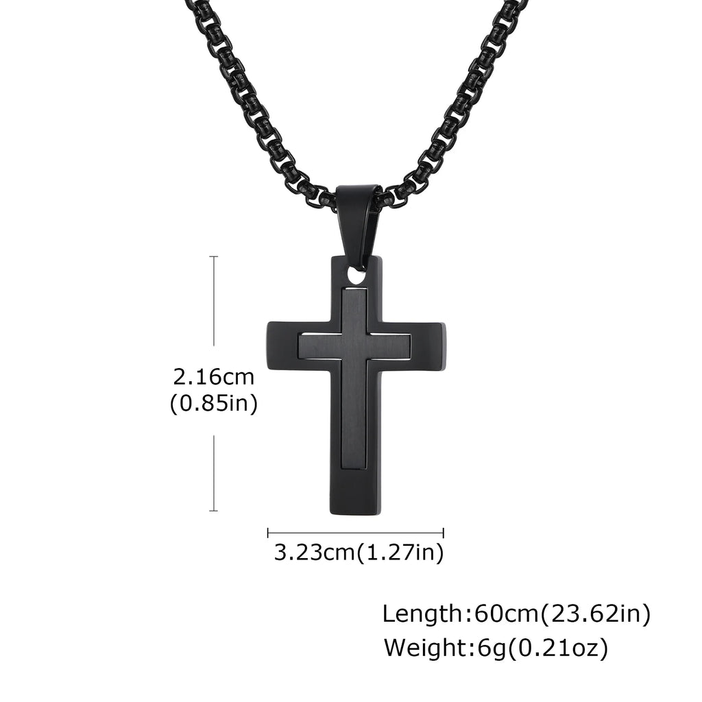 Cross Pendant Necklaces for Men Boys,Waterproof Stainless Steel Necklace,Christian Religious Faith Prayer Jewelry Gift