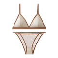 Women French Lace Bra and Panties Set Non-wire Bralette Bra Low-Rise Briefs Sexy Lingerie Female Lace Underwear Set