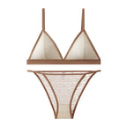 Women French Lace Bra and Panties Set Non-wire Bralette Bra Low-Rise Briefs Sexy Lingerie Female Lace Underwear Set
