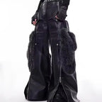 Mauroicardi Spring Autumn Cool Long Baggy Black Pu Leather Wide Leg Cargo Pants Men Luxury Mens Designer Clothes Streetwear 2025