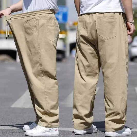 Men's Summer Workwear Pants Plus Size Loose Straight Leg Casual Trousers XL-8XL Big and Tall Large Summer Pants Asian Size