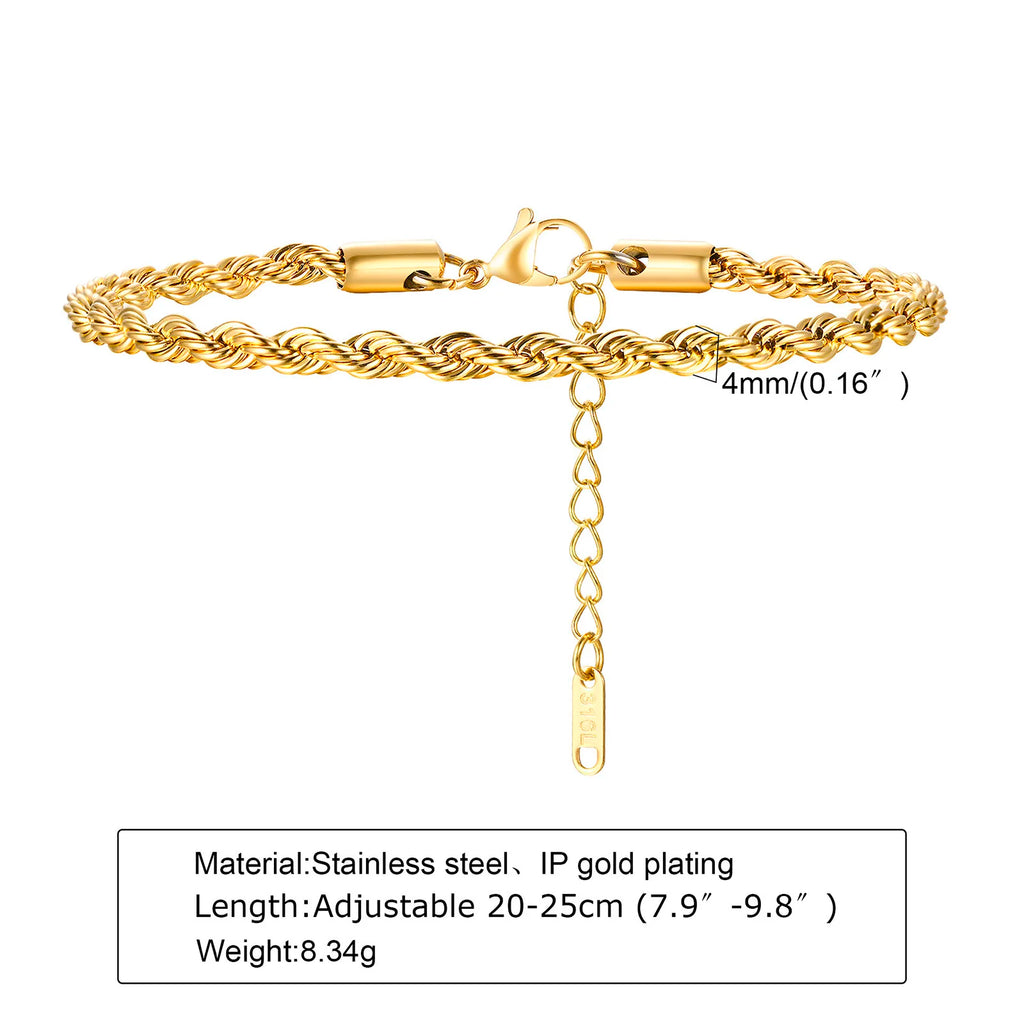 Gold Color Men's Chain Bracelet,Hiphop Stainless Steel Chunky Chain Wristband,Rock Punk Jewelry Gift for Dad Son BBF Him
