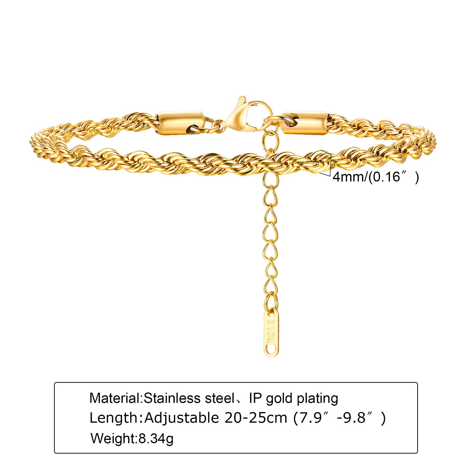 Gold Color Men's Chain Bracelet,Hiphop Stainless Steel Chunky Chain Wristband,Rock Punk Jewelry Gift for Dad Son BBF Him