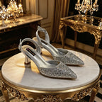 New Italian Pumps and Bag To Party 2026 INS Style Pointed Metalldekoration Rhinestone Elegant Gold Color High Heels for Women