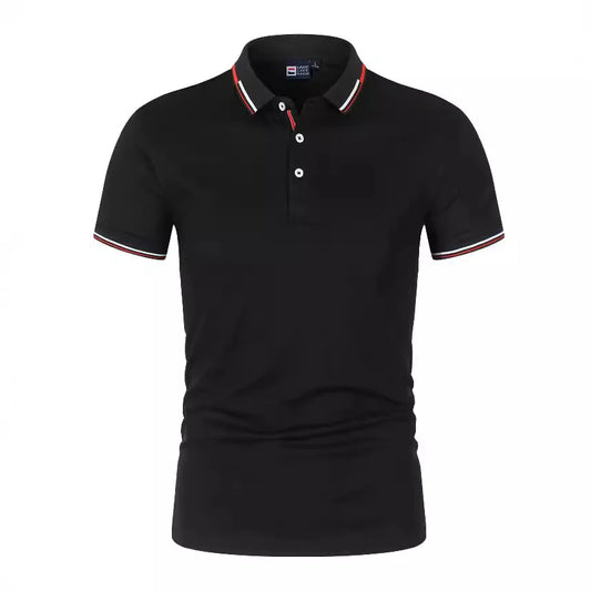Summer Polo T Shirt Men's Solid Color Polo Shirt Short Sleeved T-shirt European and American Loose Stand Up Collar Casual Top