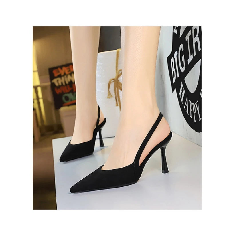 Fashionable Banquet Empty High Heel Shoes For Women's Shoes Thin Heel Pointed Toe Hollow Single Shoes For Women's Shallow Mouth