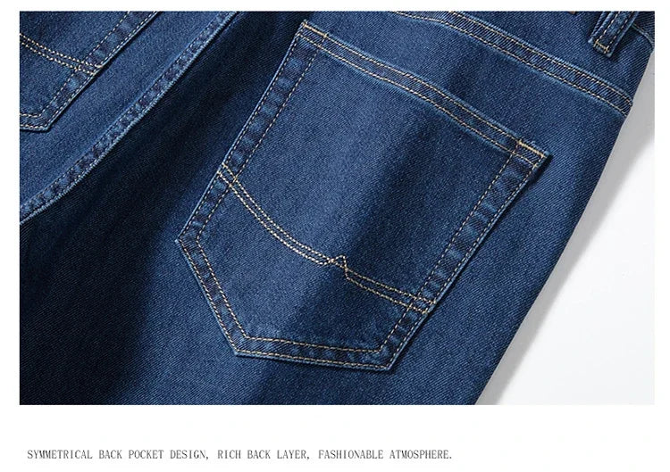 2026 Stretch Men's Fitted Straight Jeans Korean Youthful Vitality Spring Summer Thin Breathable Cotton  Lightweight Trousers