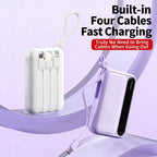 10000/20000mah Power Bank  4 in1 Built in Cables Intelligent Digital Display Light Portable Battery for IPhone Android Phone