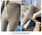 Autumn Winter 100% Merino Wool Leggings for Women Thickening Leggings Small Feet Pencil Pants Outdoor Casual Stretchy Pants