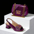 Venus Chan 2026 Luxury Italian Dark Black Rhinestone Peep Toe High Heels & Matching Bag for Women - Elegant Sandals