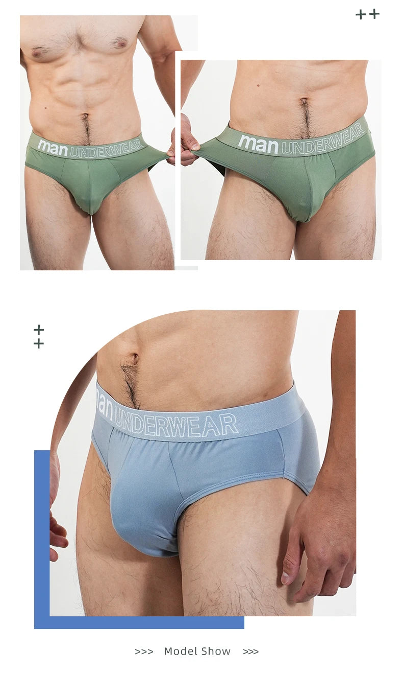 2pcs Fashion Mens Sports Briefs Sexy Triangle Short Panties Simple Male Underwear Everyday Comfortable Underpants Free Shipping