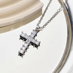 Fashion Crystal Cross Pendant for Women New Multi Color Shiny Romantic Exquisite Necklace Party Leisure Female Jewelry Gift 2024