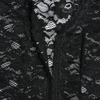 JULISSA MO Sexy Deep V-neck Sheer Lace Women T-shirt Black Short Sleeve Floral T-shirt Summer Skinny Casual Vacation Streetwear