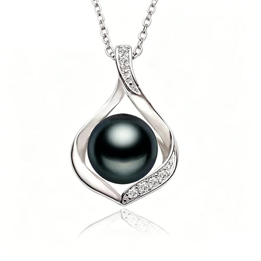 Real Natural Freshwater Black Pearl Pendant Women,Cute 925 Silver Pearl Necklace Mother Wife Birthday Gift White Pink