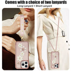 For iPhone 16 15 14 Pro Max Plus Case, Wallet with Card Holder, Cute Flower Design Crossbody Purse, Magnetic Kickstand Cover