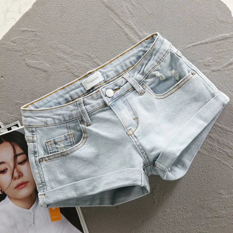 Low Waist Y2k Shorts Denim Slim Stretch Hip Sexy Super Short 2026 Summer Micro Mini Curled Booty Shorts
