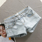 Low Waist Y2k Shorts Denim Slim Stretch Hip Sexy Super Short 2026 Summer Micro Mini Curled Booty Shorts