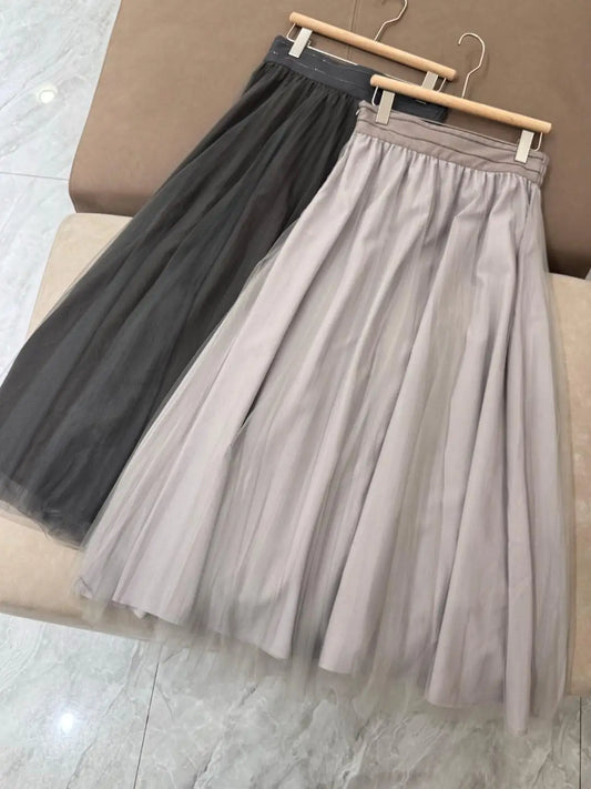 Fashionable versatile elegant women's mid length skirt