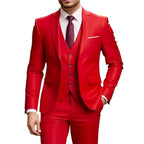 Men's 2 Piece Suit Set Solid Color Elegant Wedding Formal Business Dress Blazer Vest Pants Classic Tuxedo for Party Groomsmen