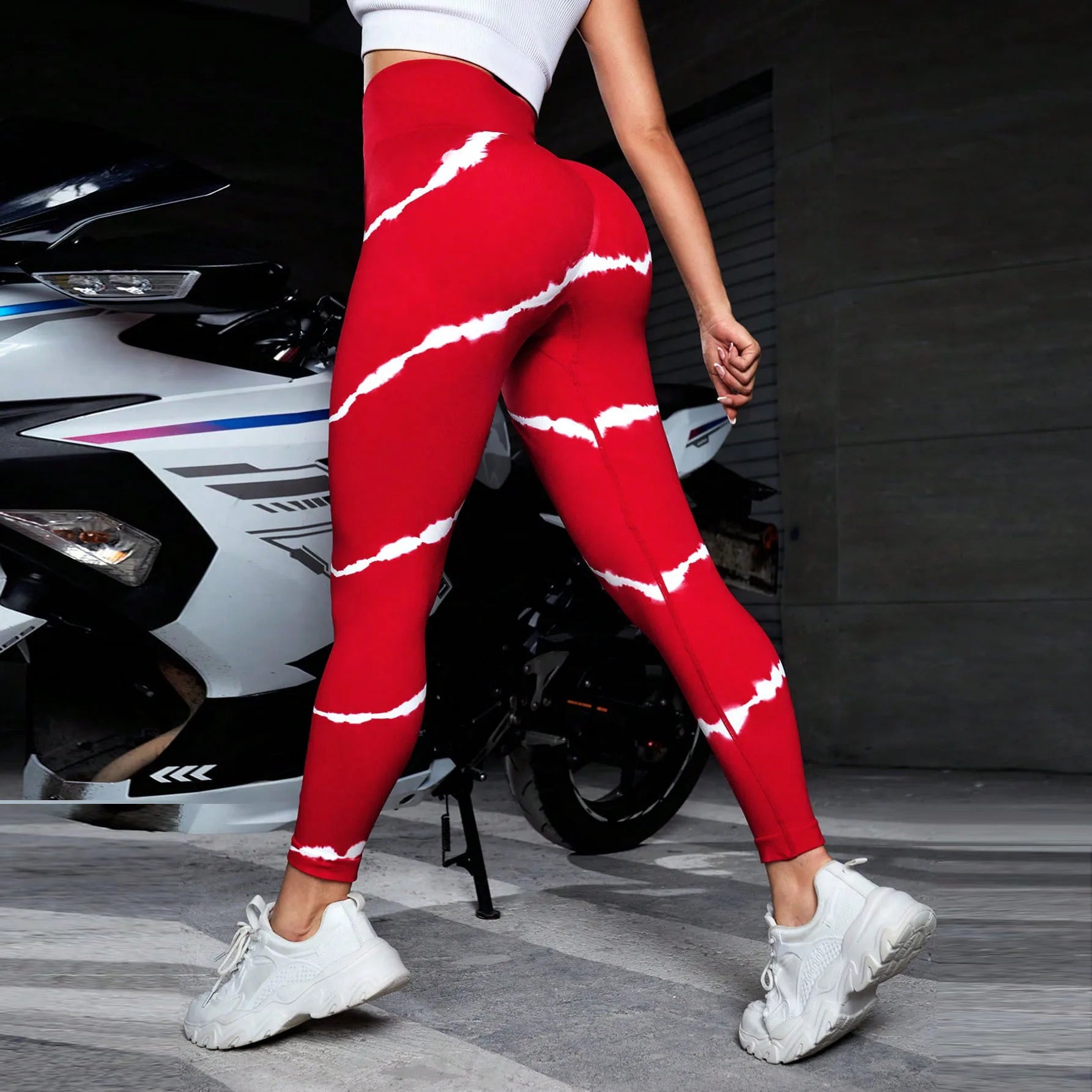 High Waist Tie Dye Striped Seamless Yoga Leggings Women Butt Lift Scrunch Stretch Gym Running Fitness Sports Workout Pants