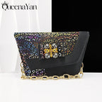 Queena Yan  2025 Shiny Italian Fashion Pointed Toe Women Heel Fashion Rhinestone Decoration Pink Color Shoes And Bag Set