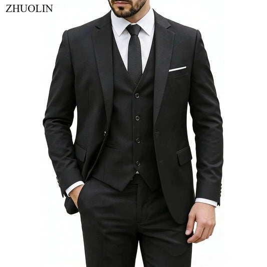 Men Suits For Wedding 3 Pieces 2 Set Elegant Slim Fit Jackets Pants Blazers Formal Outfit Fashion Business Classic 2026 Costume