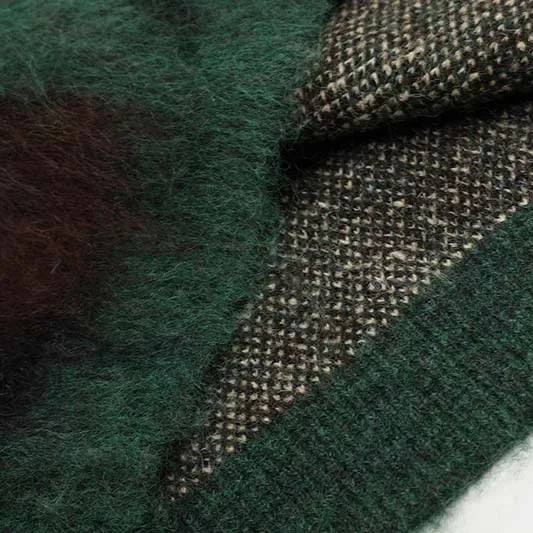 Men's Brand Loose Casual Knitted Sweater American Letter Contrasting Color Seahorse Hair Crew Neck Long Sleeve Sweater Trendy