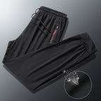 Men's Summer Ice Silk Jogger Sweatpants Zipper Pockets Breathable Running Gym Workout Athletic Mesh Pants Drawstring Design