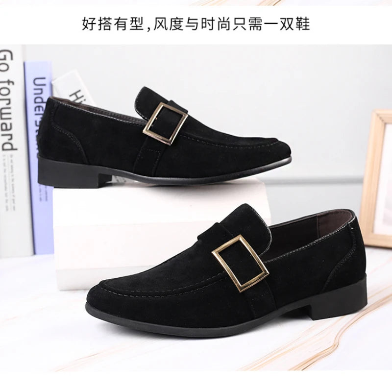 Mens Fashion Black Leather Shoes Autumn British Style Formal Business Footwear Low Top Commute Style Dress Shoes For Suits
