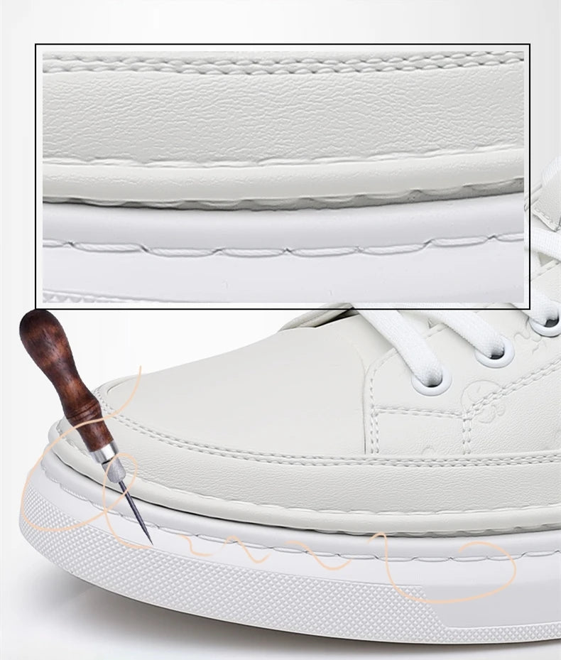 Spring Autumn Flat /5cm Elevator Shoes Men Casual Genuine Leather Sneakers Leisure Height Increase Breathable Men Loafers Trendy