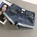 Low Waist Y2k Shorts Denim Slim Stretch Hip Sexy Super Short 2026 Summer Micro Mini Curled Booty Shorts