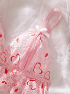 Ladies Love Contrast Pink Lace Lingerie Set Women Sheer Bra & Brief Sets Sexy Crotchless Panties Intimates Underwear For Women