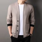 Solid Color Men's Knitted Cardigan Spring Autumn New Fashion Casual Wearable Sweater Middle-aged Coat