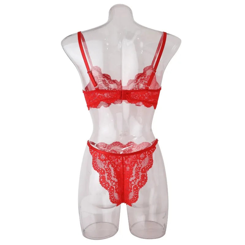 Tornova Sexy Lace Lingerie Suit for Women Mesh See-through Sexy Interesting Lingerie Two-Piece Ladies Body Shaping Underwear Set