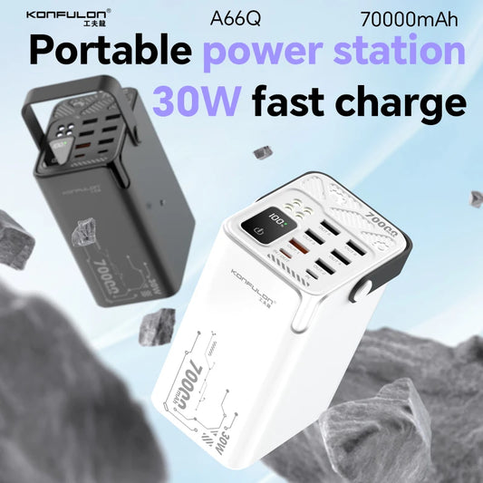 70000mAh Power Bank  With 30W PD 22.5W QC Quick Charging Powerbank Support FCP AFC VOOC 22.5 Portable PoverBank For Oppo Oneplus