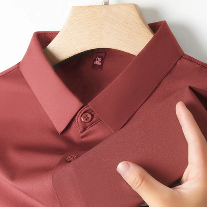 Men's Ultra Stretch Short Sleeve Shirt Business Casual  Breathable Stretchable Abrasion-Resistant Solid Color Short Sleeve Shirt