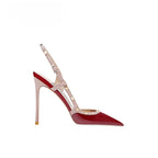 New Sexy Wine Red European and American High Heels for Women Slim Heels Pointed Toes, Shallow Mouth, Riveted Single Shoe Sandals