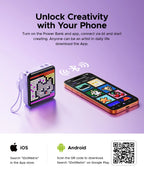 ORICO 5000mAh Pixel Art Power Bank with Built-in USB-C Cable 256 LED Beads Custom DIY Portable Charger for Smartphones