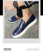 New Black Sneakers Men Vulcanize Shoes Yellow Crocodile Pattern Slip-On Size 38-46 Zapatos De Hombre Men Shoes