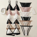 Women French Lace Bra and Panties Set Non-wire Bralette Bra Low-Rise Briefs Sexy Lingerie Female Lace Underwear Set