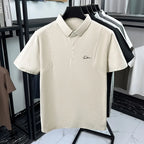 men's summer short sleeved sports polo shirt letter printed breathable t-shirt with air holes casual fashionable men's clothing