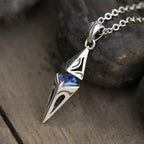 Stylish Blue Stone Necklaces for Men Women,Stainless Steel Geometric Pendant Collar,Valentine's Birthday Party Gift for Him