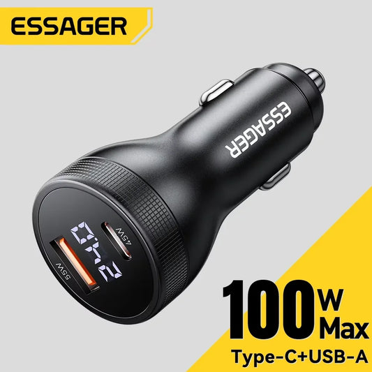 Essager 100W Car Charger USB C Quick Charge PD 45W for iPhone 15 pro 14  Xiaomi Poco Samsung Galaxy S24 Fast Charger Charging