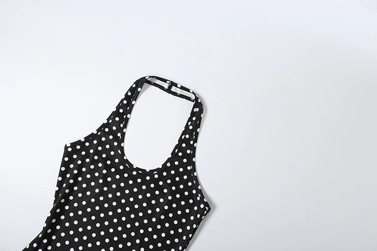 Nibber Low-Neck Sexy Backless Mini Dress Woman Summer Trend Polka Dot Print Halter Skinny Stretch Street Y2K Style Mini Bodycon