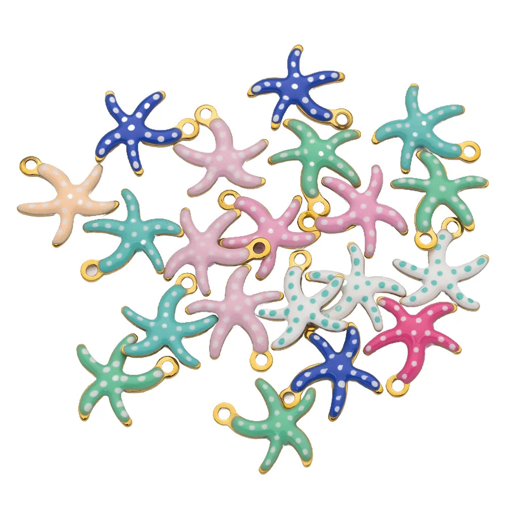 20pcs Stainless Steel Enamel Charms Mixed Moon Star Cross Fish Animal Charm Pendant DIY for Necklace Bracelet Jewelry Making