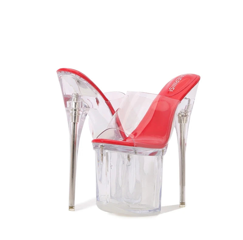 Fashion Crystal Car Model Nightclub Princess Extra Slim Heels Waterproof Platform Hatred Sky High Transparent Super High Sandals