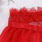 Toucheart 4 Piece Set Sexy Lingerie Set Lace Perspective Bra Women Mesh Patchwork Ruffled Skirt Garter Socks Sexy Underwear Suit