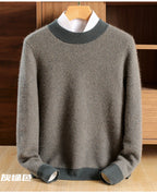 100% pure cashmere men's high-end brand semi-high neck thickened business casual autumn and winter mid-high neck base sweater