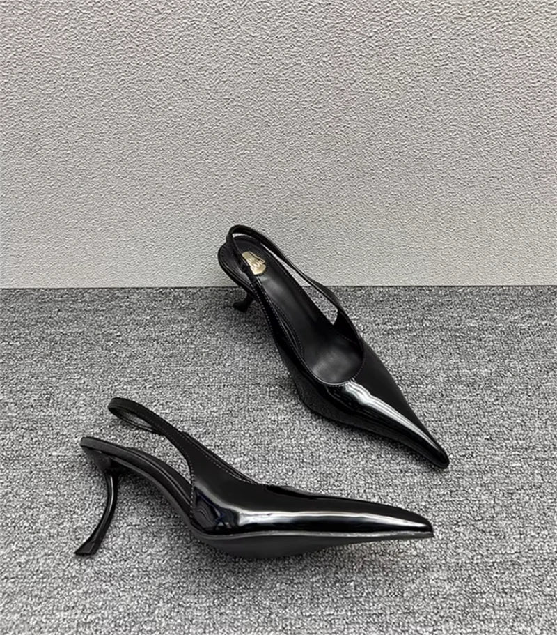 Women's Designer Heels Patent Leather Pointed Toe Sculptural Thin High Heels Sandals Pumps Runway Chic Luxury Party Dress Shoes