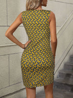 Womens V Neck Sleeveless Bodycon Dress Floral Print High Waist Ruffled Summer Dress Lightweight Sexy Vacation Outfit